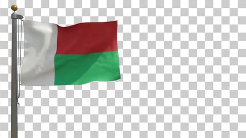 Madagascar National Flag Waving with Alpha Channel