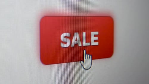 Sale Button on Computer Screen, Close Up
