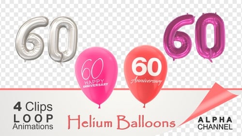 Pack de 60 ballons hélium pour fête d'anniversaire
