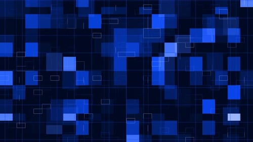 Animated Digital Blue Grid Squares Technology Background
