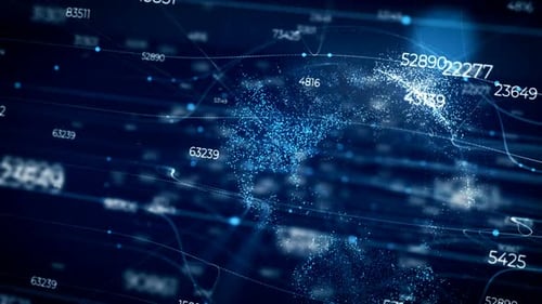 Global Network Connections: Digital Earth with Animated Data Flow
