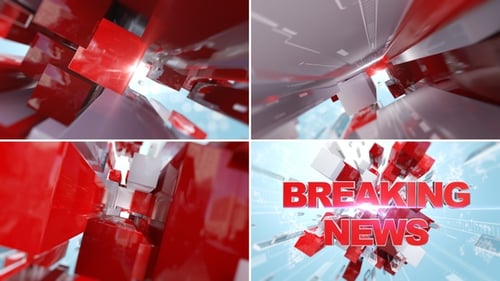 Futuristic Exploding Cubes Revealing Breaking News Title