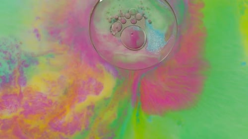 Vibrant Abstract Liquid with Bubbles and Swirls