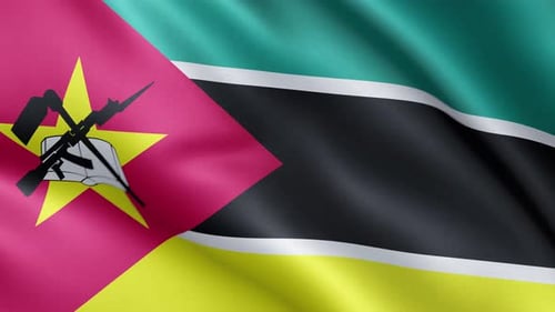Waving Mozambique Flag with Realistic Fabric Movement Animation