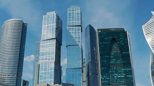 Moscow City Skyscrapers Zoom Timelapse. Office Business Center of Moscow City. Towers of Moscow City