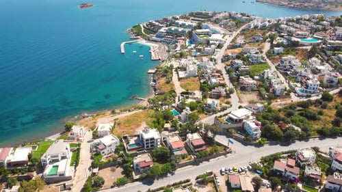 Bird Eye View of the City with Hotels and White Houses Onthe Ocean Coast at Noon