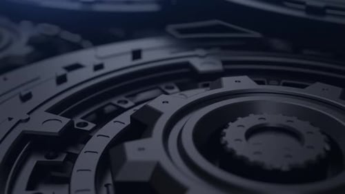 Futuristic Mechanical Gears Rotating Technology Motion Background
