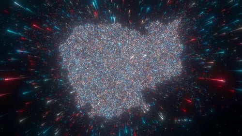 Futuristic Cambodia Map Data Network Particle Animation