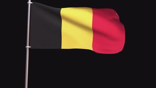 Waving Flag of Belgium Animation on Black Background