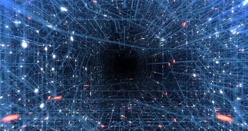 Boucle continue 4K de technologie de circuits d'impression, concept cybernétique et futuriste.