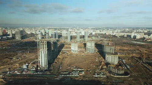 Aerial View of Urban Buildings Under Construction