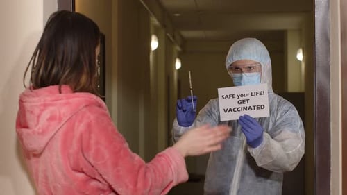 Health Professional Visits Woman with Vaccination Message