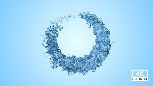 Blue Water Circle Splash 4K