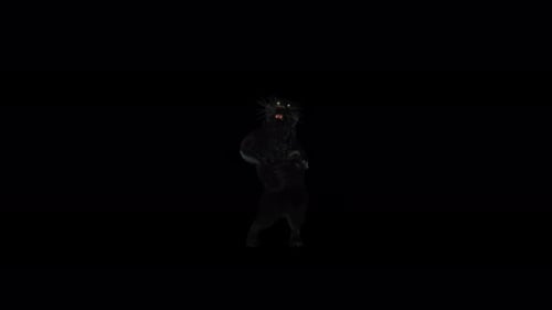 Animated Black Panther Standing with Glowing Eyes