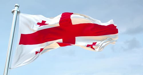 National Flag of Georgia Waving with Realistic Fabric Simulation