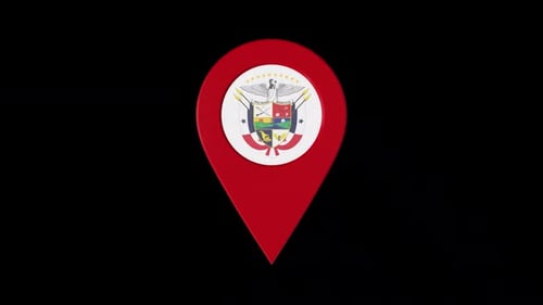 3D Rotating Pin Icon Animation With Panama Coat Of Arms Alpha Channel 2K