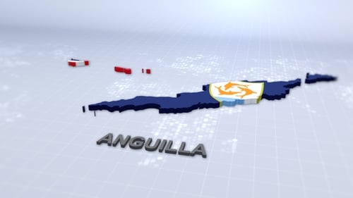 Anguilla Map with Flag Reveal and Country Name Title Animation