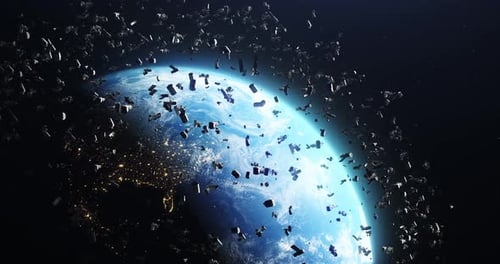 Weltraummüll um den Planeten Erde
