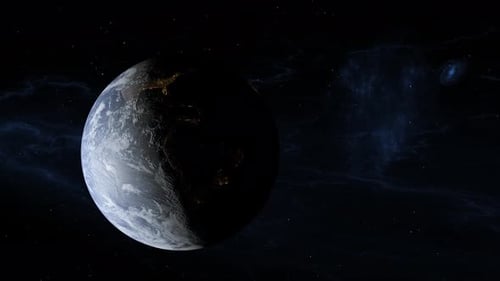 Realistic 3D Earth Rotating in Dark Deep Space