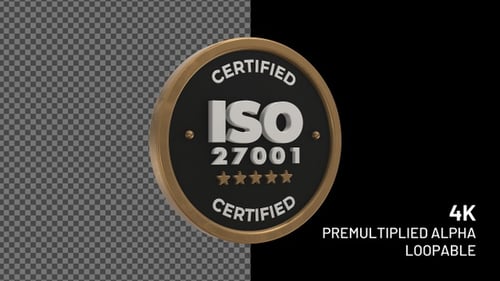 Rotating 3D ISO 27001 Certified Badge Animation