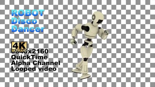 Futuristic Robot Disco Dancer Animation Loop with Alpha Channel