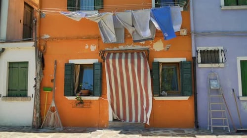 Colorful Buildings in Burano, Italy on Sunny Day