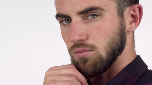 Close Up of Bearded Man Posing in Studio