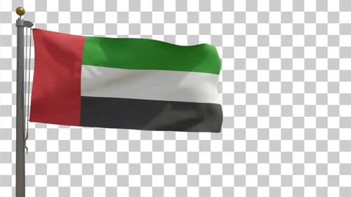 United Arab Emirates Flag Waving Seamlessly on Pole