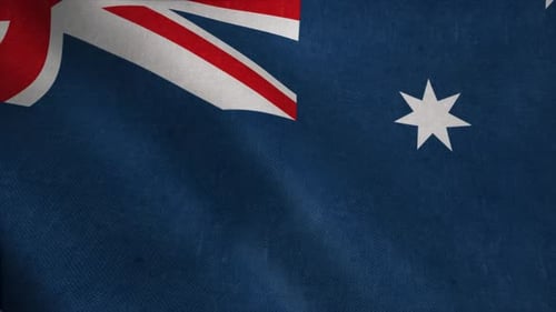 Realistic Australian National Flag Waving Loop Animation