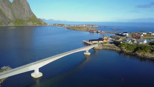 Lofoten Islands and Beach Aerial View in Norway
