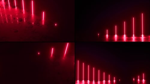 Dynamic Red Neon Light Lines Abstract Background Loop