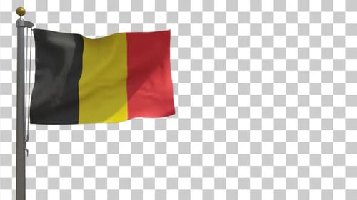 Waving Belgium Flag Animation on Transparent Background