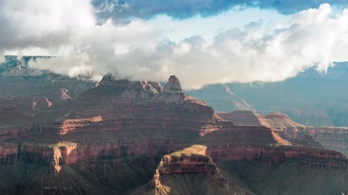 Timelapse of the Clouds Above the Grand Canyon National Park at Sunrise.