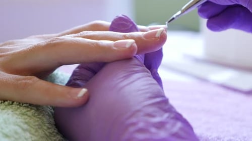 Close Up Manicure Application in Beauty Salon
