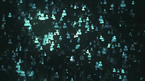 Digital Network of Connecting User Icons Loop