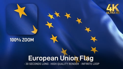 Waving European Union Flag Loop Animation