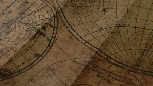 Antique World Map Detail Zooming into Antarctica