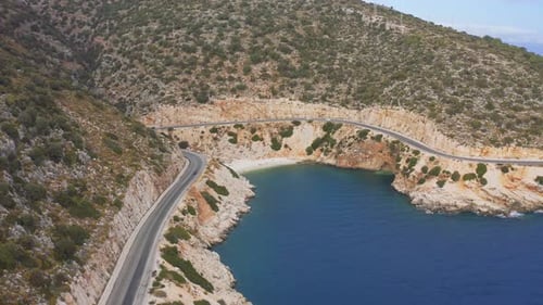 Asphalt Road Along Coast Sea in Finkey Turkey