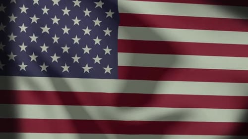American Flag Waving Realistic Fabric Animation