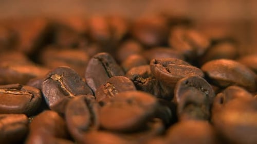 Close Up of Brown Roasted Coffee Beans