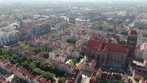 Aerial view of the old town of Gdansk city in Poland, Europe