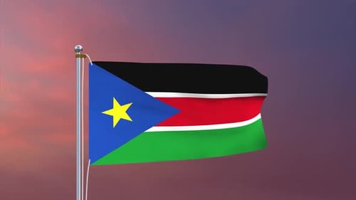 Waving South Sudan Flag Realistic Animation