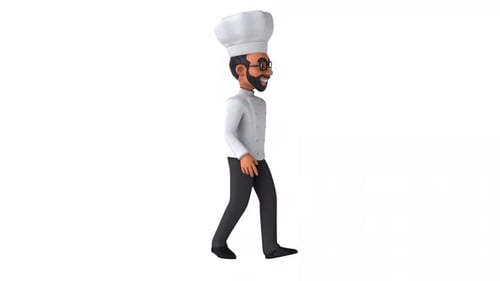 Animated 3D Male Chef Character Walking Loop