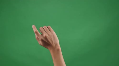 Hand Slide To Left With One Finger On Green Screen Background