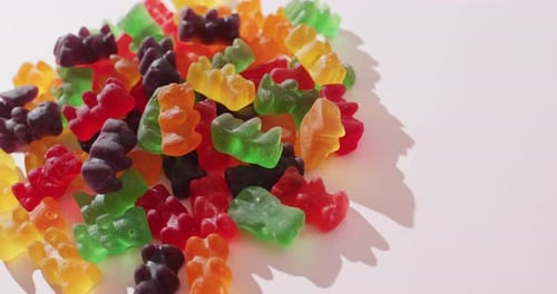 Pile of colorful gummy bear candies