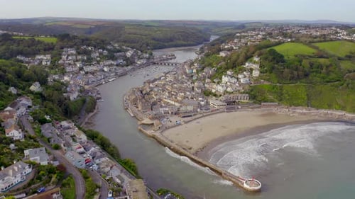 The Coastal Town of Looe in Cornwall UK Seen From The Air