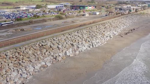 Sea Defences Along a Beach Aerial View