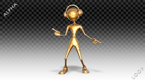 3D Gold Man - Cartoon Funk Dance