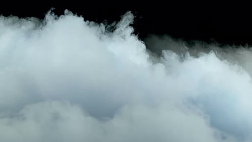 Abstract White Clouds Billowing on Black Background