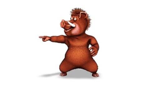 Cartoon Boar Dance Looped on White Background